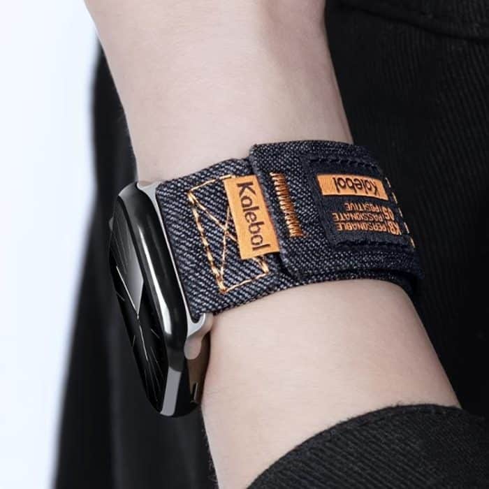Kalebol Cool Denim Nylon Hook and Loop Fastener Watch Band, For Apple Watch 46mm / 49mm / 45mm / 44mm, For Apple Watch 42mm / 41mm / 40mm / 38mm – Bild 6