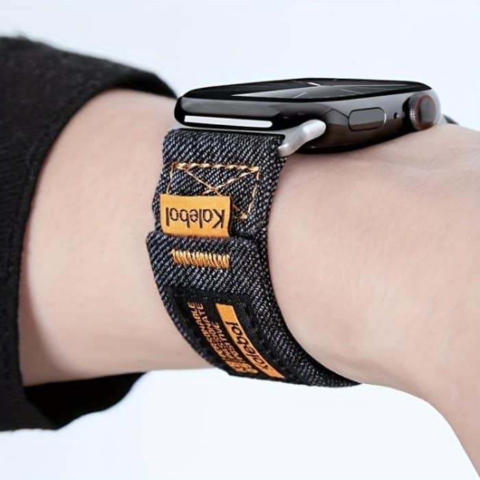 Kalebol Cool Denim Nylon Hook and Loop Fastener Watch Band, For Apple Watch 46mm / 49mm / 45mm / 44mm, For Apple Watch 42mm / 41mm / 40mm / 38mm – Bild 8
