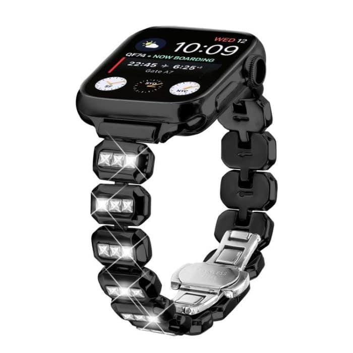 Small Square Diamonds Butterfly Buckle Watch Band, For Apple Watch 46mm / 49mm / 45mm / 44mm, For Apple Watch 42mm / 41mm / 40mm / 38mm – Bild 1