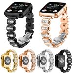 Small Square Diamonds Butterfly Buckle Watch Band, For Apple Watch 46mm / 49mm / 45mm / 44mm, For Apple Watch 42mm / 41mm / 40mm / 38mm – Bild 2