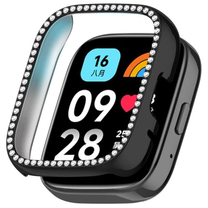 SYA002878701A.jpg Single Row Diamond Half Coverage Hollow PC Watch Protective Case, For Redmi Watch 3 / Watch 3 Lite – Bild 1