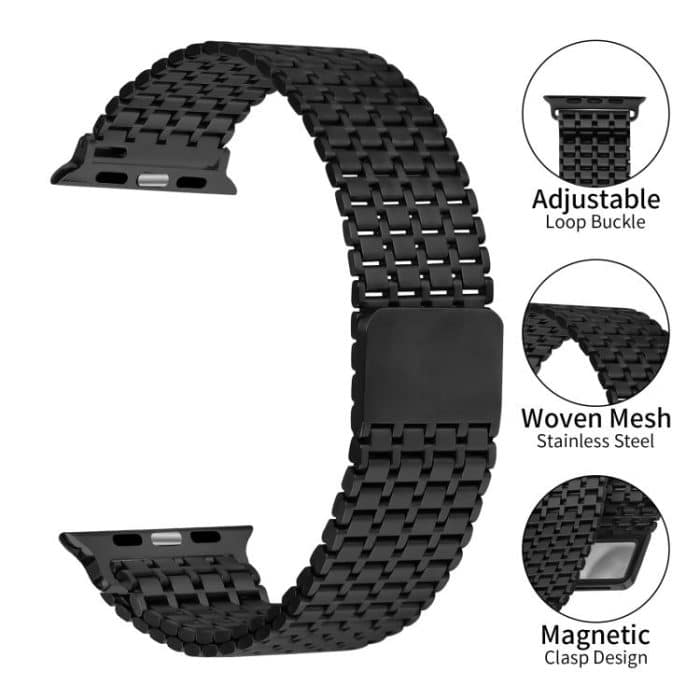 Nine-Bead Magnetic Loop Steel Watch Band, For Apple Watch 46mm / 49mm / 45mm / 44mm, For Apple Watch 42mm / 41mm / 40mm / 38mm – Bild 3