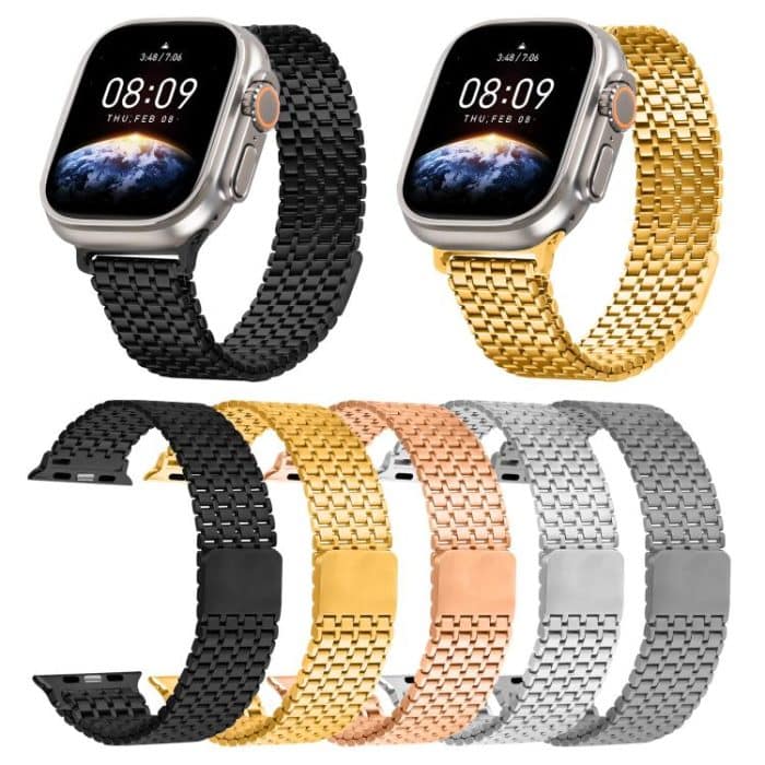 Nine-Bead Magnetic Loop Steel Watch Band, For Apple Watch 46mm / 49mm / 45mm / 44mm, For Apple Watch 42mm / 41mm / 40mm / 38mm – Bild 2
