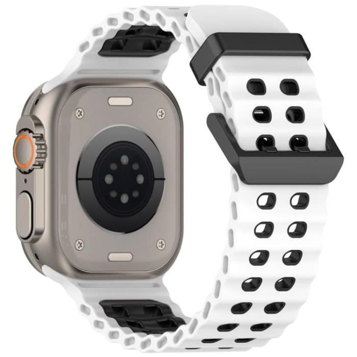 Ocean Double-row Hole Two-color Silicone Watch Band, For Apple Watch 46mm / 49mm / 45mm / 44mm – Bild 6