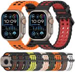 Ocean Double-row Hole Two-color Silicone Watch Band, For Apple Watch 46mm / 49mm / 45mm / 44mm – Bild 4