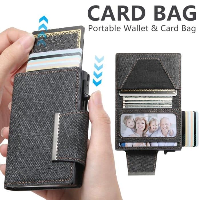 Suteni Denim Buckle Button Automatically Pops Out the Card Box – Bild 4