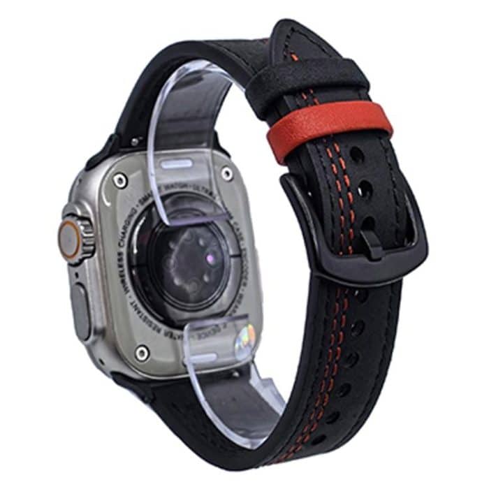 7-Line Tri-Star Buckle Pull Up Leather Watch Band, For Apple Watch 46mm / 49mm / 45mm / 44mm, For Apple Watch 42mm / 41mm / 40mm / 38mm – Bild 1