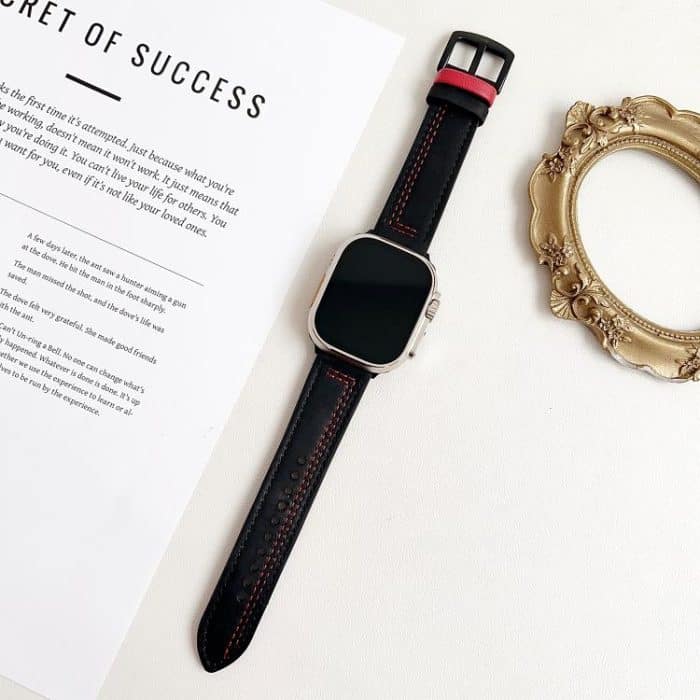 7-Line Tri-Star Buckle Pull Up Leather Watch Band, For Apple Watch 46mm / 49mm / 45mm / 44mm, For Apple Watch 42mm / 41mm / 40mm / 38mm – Bild 7