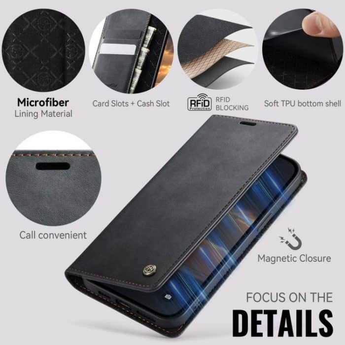 CaseMe 033 Calf Leather Lining Microfibre RFID Blocking Phone Case, For iPhone 16e, For iPhone 16 Pro Max, For iPhone 16 Pro, For iPhone 16 Plus – Bild 3