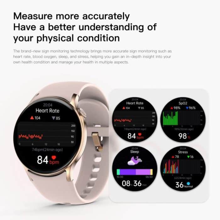 Sense 6 1.43 AMOLED Screen IP68 Waterproof Bluetooth Call Smartwatch Supports Health Monitoring – Bild 17
