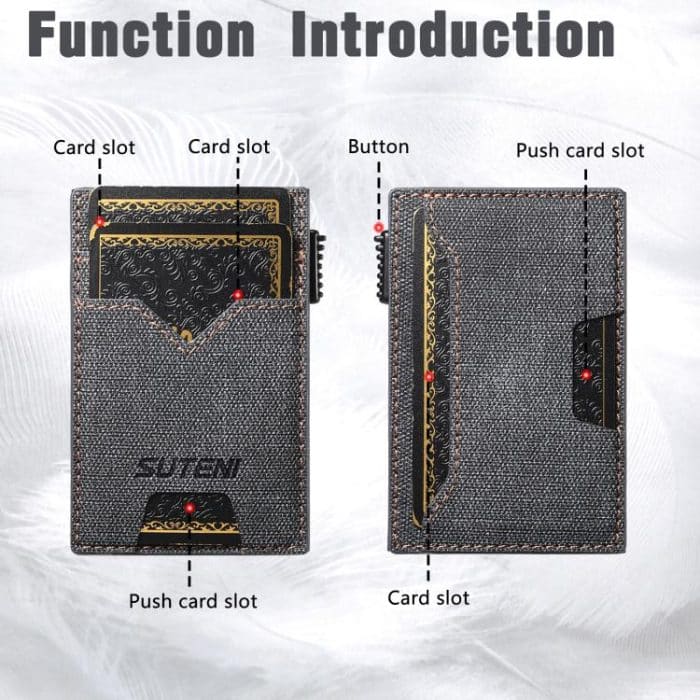 The Suteni denim double-sided card slot button automatically ejects the card box – Bild 4