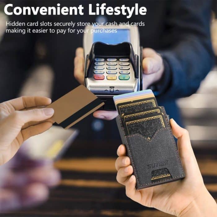 The Suteni denim double-sided card slot button automatically ejects the card box – Bild 7