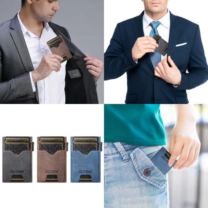 The Suteni denim double-sided card slot button automatically ejects the card box – Bild 2