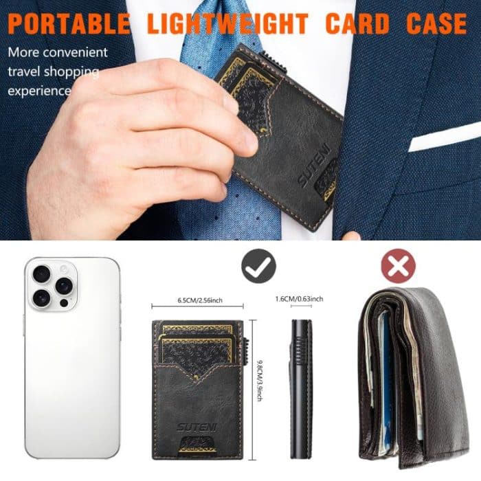 The Suteni denim double-sided card slot button automatically ejects the card box – Bild 5