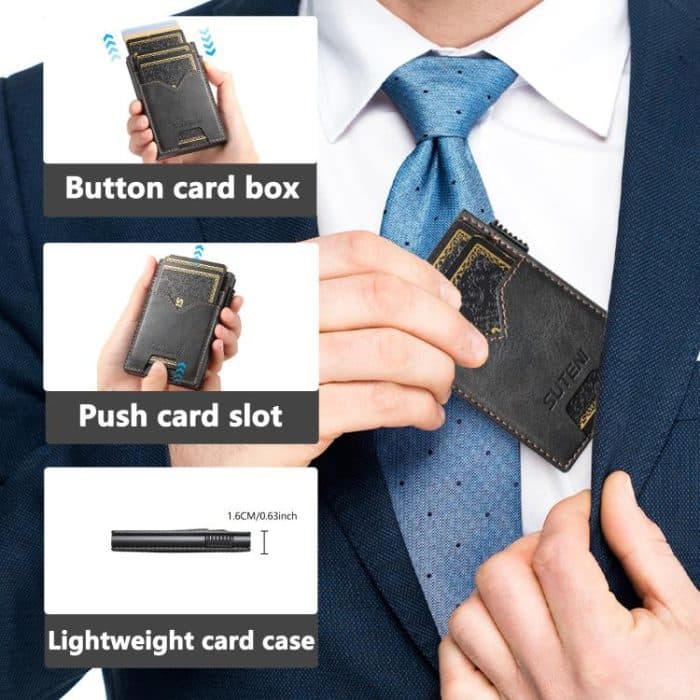The Suteni denim double-sided card slot button automatically ejects the card box – Bild 6