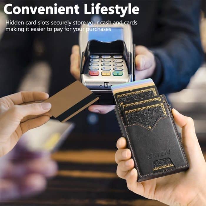 The Suteni denim double-sided card slot button automatically ejects the card box – Bild 7