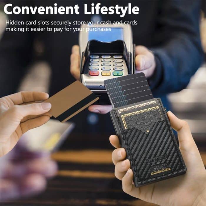 The Suteni carbon fiber pattern double-sided card insertion button automatically ejects the card box – Bild 7