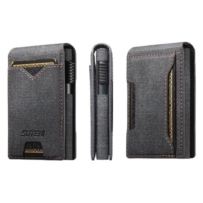 The Suteni denim pattern button automatically pops out the veneered printed card box – Bild 1