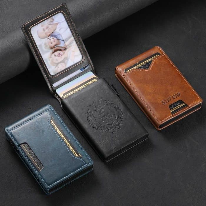 The Suteni oil wax pattern button automatically pops out the veneered printed card box – Bild 3