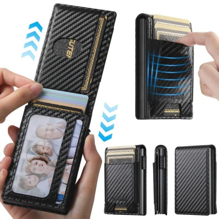 The Suteni carbon fiber pattern button automatically pops out the elastic band card box – Bild 4