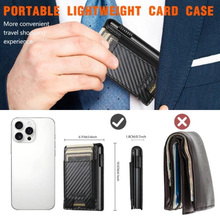 The Suteni carbon fiber pattern button automatically pops out the elastic band card box – Bild 5