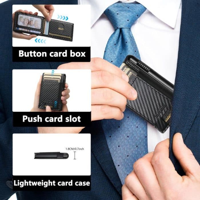 The Suteni carbon fiber pattern button automatically pops out the elastic band card box – Bild 6