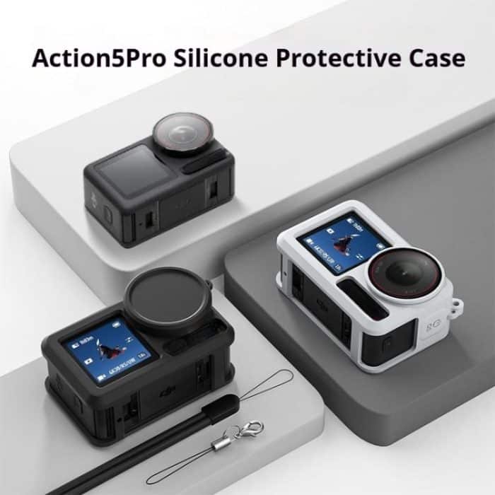 Soft Silicone Shockproof Protective Case Cover with Lens Cap, For DJI Action 5 Pro / 4 / 3 – Bild 3