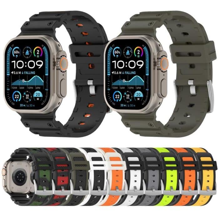 Diamond Texture Two-Color Silicone Watch Band, For Apple Watch 46mm / 49mm / 45mm / 44mm – Bild 2