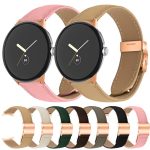 Lychee Texture Rose Gold Turtle Back Buckle Leather Watch Band, For Google Pixel Watch / Watch 2 / 3 41mm – Bild 4