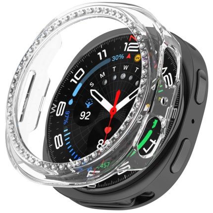 Single Row Diamond Half Coverage Hollow PC Watch Case, For Samsung Galaxy Watch 8 44mm, For Samsung Galaxy Watch 8 40mm