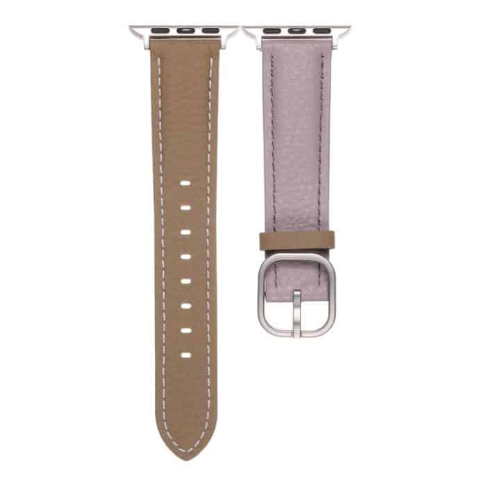 Square Buckle Litchi Texture Genuine Leather Watch Band, For Apple Watch 46mm / 49mm / 45mm / 44mm, For Apple Watch 42mm / 41mm / 40mm / 38mm – Bild 6