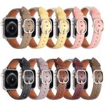 Square Buckle Litchi Texture Genuine Leather Watch Band, For Apple Watch 46mm / 49mm / 45mm / 44mm, For Apple Watch 42mm / 41mm / 40mm / 38mm – Bild 3