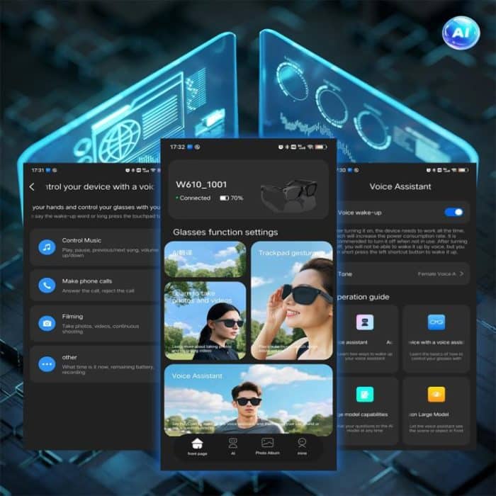 W610 Smart Glasses, Support AI Photo Recognition / AI Smart Translation / Bluetooth Call – Bild 5