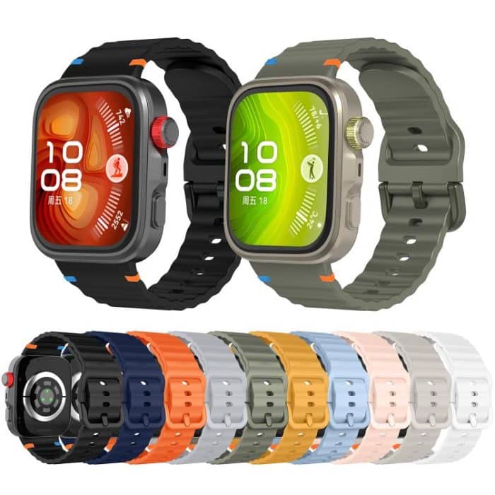 Wave Texture Stitched Color Buckle Silicone Watch Band, For Huawei Watch Fit 4 Pro / Fit 4 / Fit 3 – Bild 2