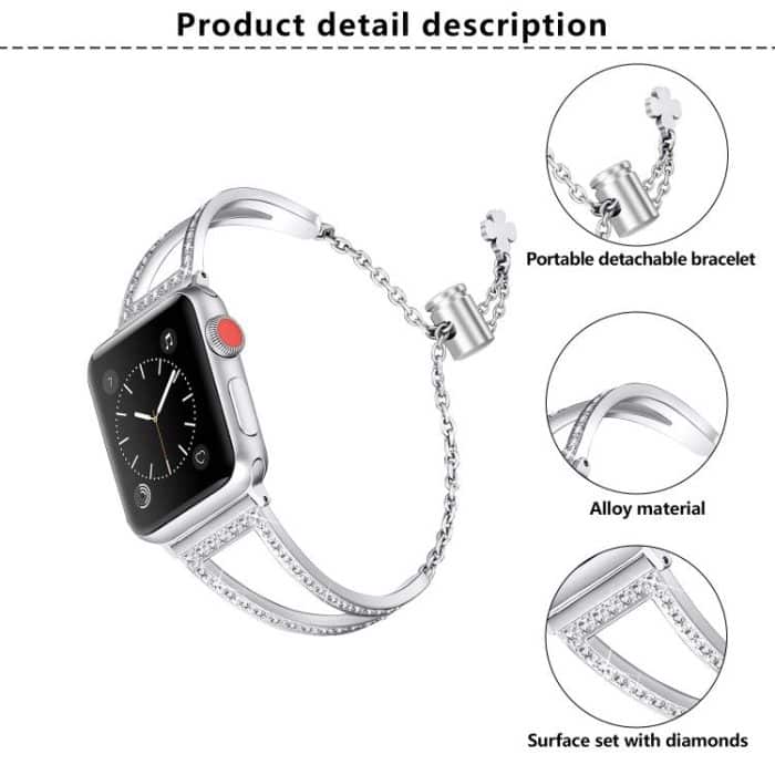 V-Shaped Diamond Zinc Alloy Watch Band, For Apple Watch 46mm / 49mm / 45mm / 44mm, For Apple Watch 42mm / 41mm / 40mm / 38mm – Bild 4