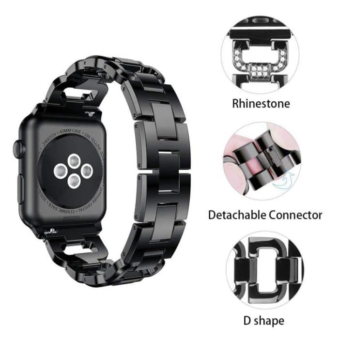 Square Diamond Zinc Alloy Watch Band, For Apple Watch 46mm / 49mm / 45mm / 44mm, For Apple Watch 42mm / 41mm / 40mm / 38mm – Bild 4