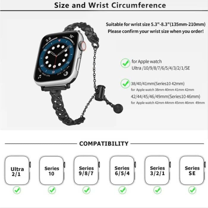 Braid Metal Glossy Zinc Alloy Watch Band, For Apple Watch 46mm / 49mm / 45mm / 44mm, For Apple Watch 42mm / 41mm / 40mm / 38mm – Bild 4