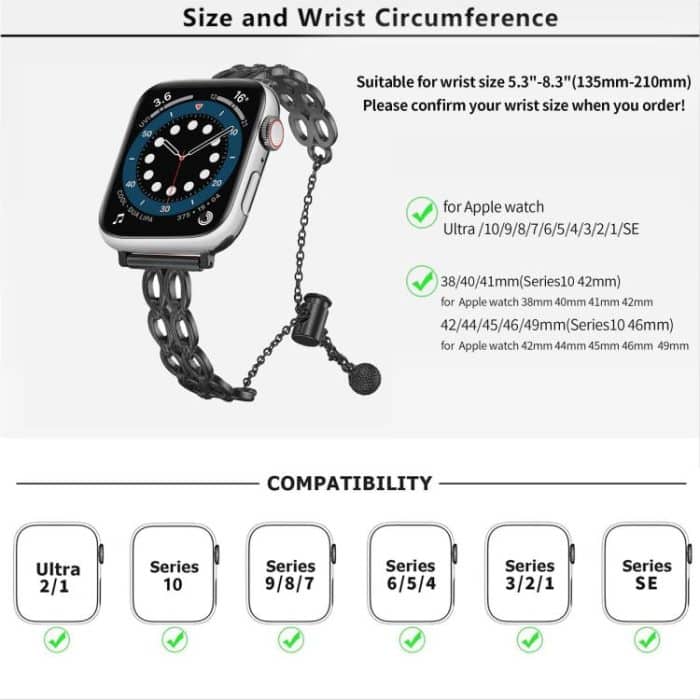 Double Ring Chain Zinc Alloy Watch Band, For Apple Watch 46mm / 49mm / 45mm / 44mm, For Apple Watch 42mm / 41mm / 40mm / 38mm – Bild 5