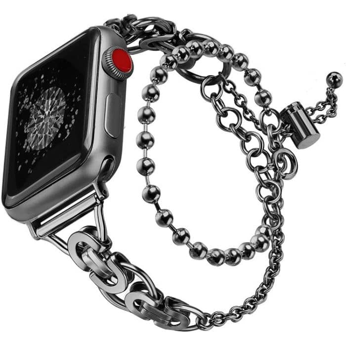 Double Circle Beaded Chain Zinc Alloy Watch Band, For Apple Watch 46mm / 49mm / 45mm / 44mm, For Apple Watch 42mm / 41mm / 40mm / 38mm – Bild 1