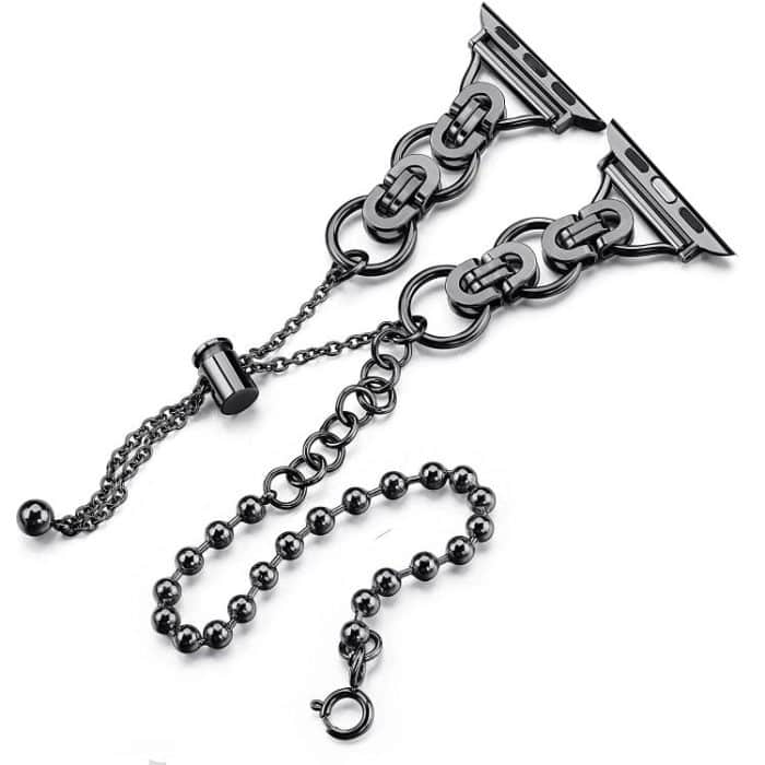 Double Circle Beaded Chain Zinc Alloy Watch Band, For Apple Watch 46mm / 49mm / 45mm / 44mm, For Apple Watch 42mm / 41mm / 40mm / 38mm – Bild 6