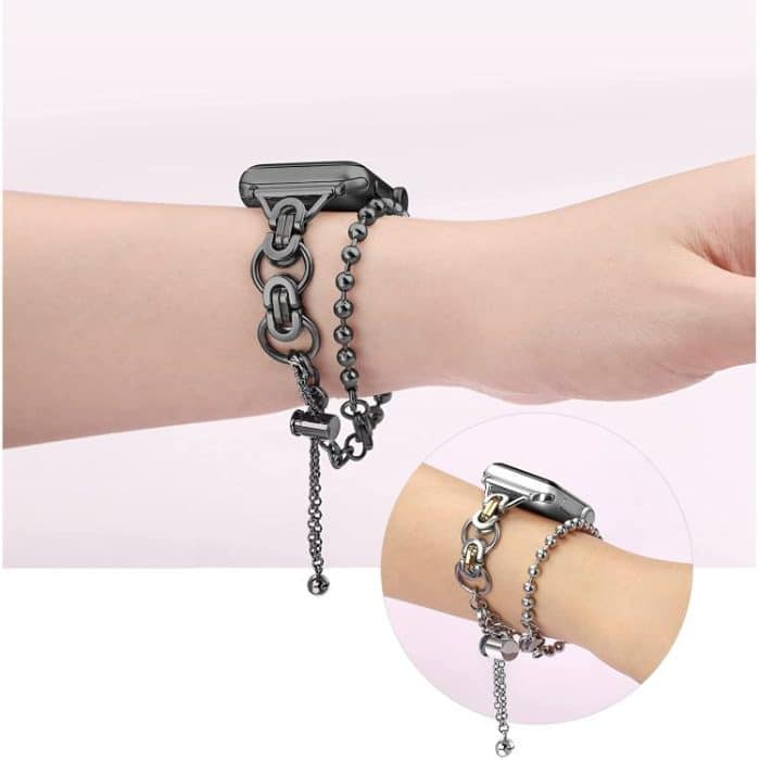 Double Circle Beaded Chain Zinc Alloy Watch Band, For Apple Watch 46mm / 49mm / 45mm / 44mm, For Apple Watch 42mm / 41mm / 40mm / 38mm – Bild 8