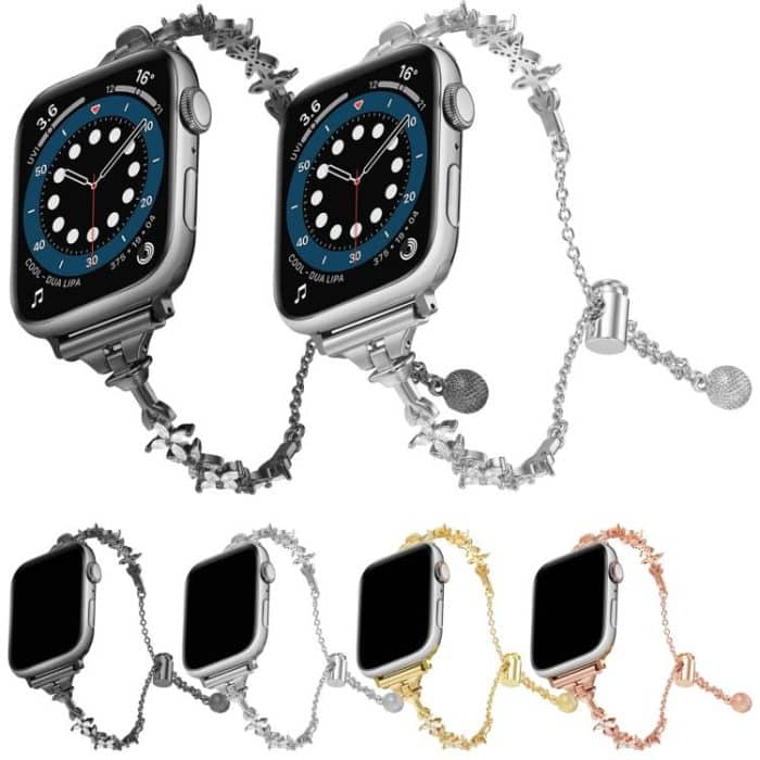 Four Leaf Clover Diamond Zinc Alloy Watch Band, For Apple Watch 46mm / 49mm / 45mm / 44mm, For Apple Watch 42mm / 41mm / 40mm / 38mm – Bild 2