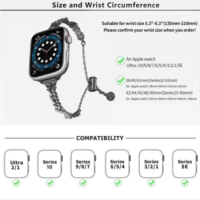Wings Crushed Diamonds Zinc Alloy Watch Band, For Apple Watch 46mm / 49mm / 45mm / 44mm, For Apple Watch 42mm / 41mm / 40mm / 38mm – Bild 4