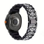 Uhrenarmband aus Metall mit drei Perlen und Diamanten, For Samsung Galaxy Watch8 / Watch8 Classic