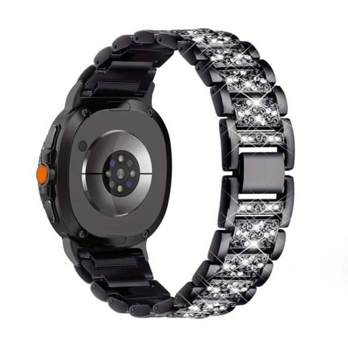 SYA002990501A.jpg Uhrenarmband aus Metall mit drei Perlen und Diamanten, For Samsung Galaxy Watch8 / Watch8 Classic – Bild 1