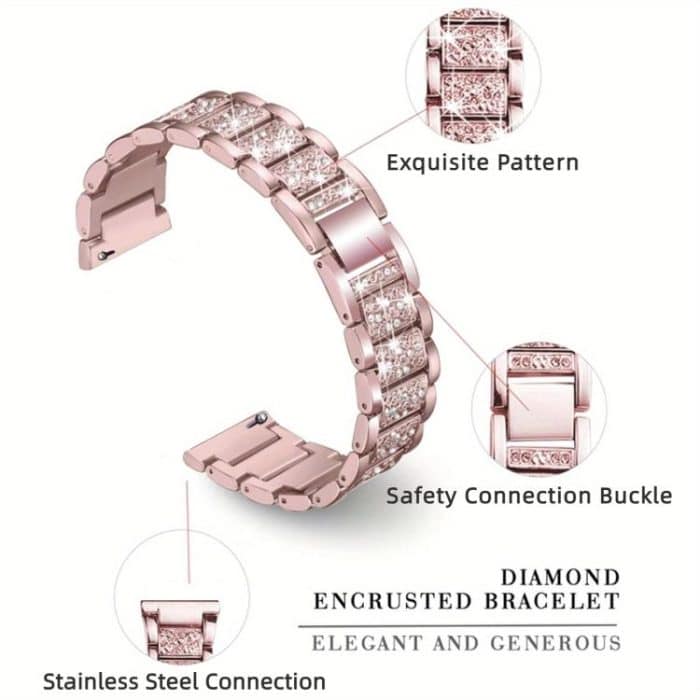 Uhrenarmband aus Metall mit drei Perlen und Diamanten, For Samsung Galaxy Watch8 / Watch8 Classic – Bild 3