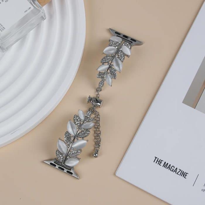 Leaf Shaped Diamond Studded Bracelet Alloy Watch Band, For Apple Watch 46mm / 49mm / 45mm / 44mm, For Apple Watch 42mm / 41mm / 40mm / 38mm – Bild 8