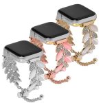 Leaf Shaped Diamond Studded Bracelet Alloy Watch Band, For Apple Watch 46mm / 49mm / 45mm / 44mm, For Apple Watch 42mm / 41mm / 40mm / 38mm – Bild 4