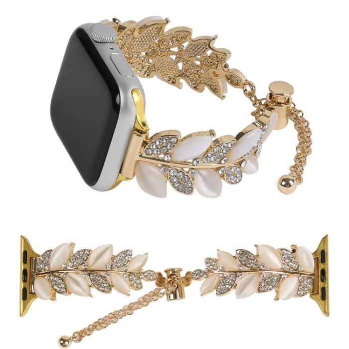Leaf Shaped Diamond Studded Bracelet Alloy Watch Band, For Apple Watch 46mm / 49mm / 45mm / 44mm, For Apple Watch 42mm / 41mm / 40mm / 38mm – Bild 5