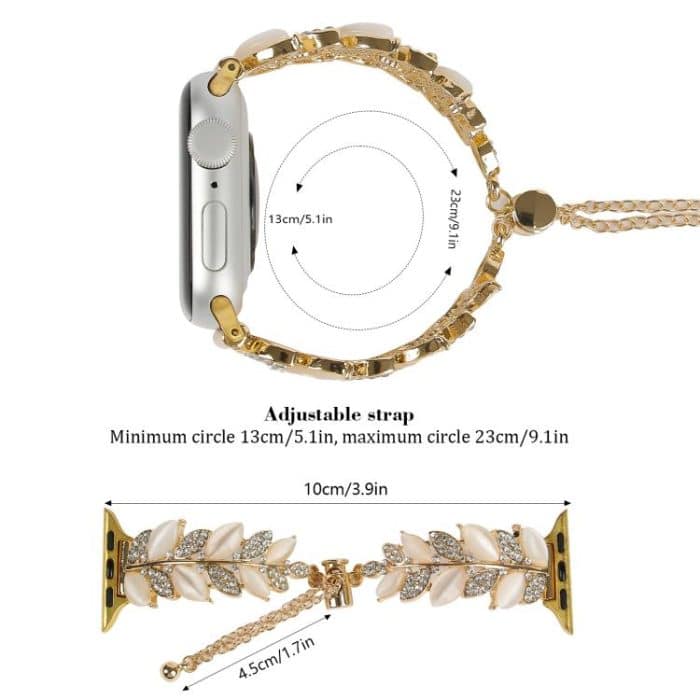 Leaf Shaped Diamond Studded Bracelet Alloy Watch Band, For Apple Watch 46mm / 49mm / 45mm / 44mm, For Apple Watch 42mm / 41mm / 40mm / 38mm – Bild 7